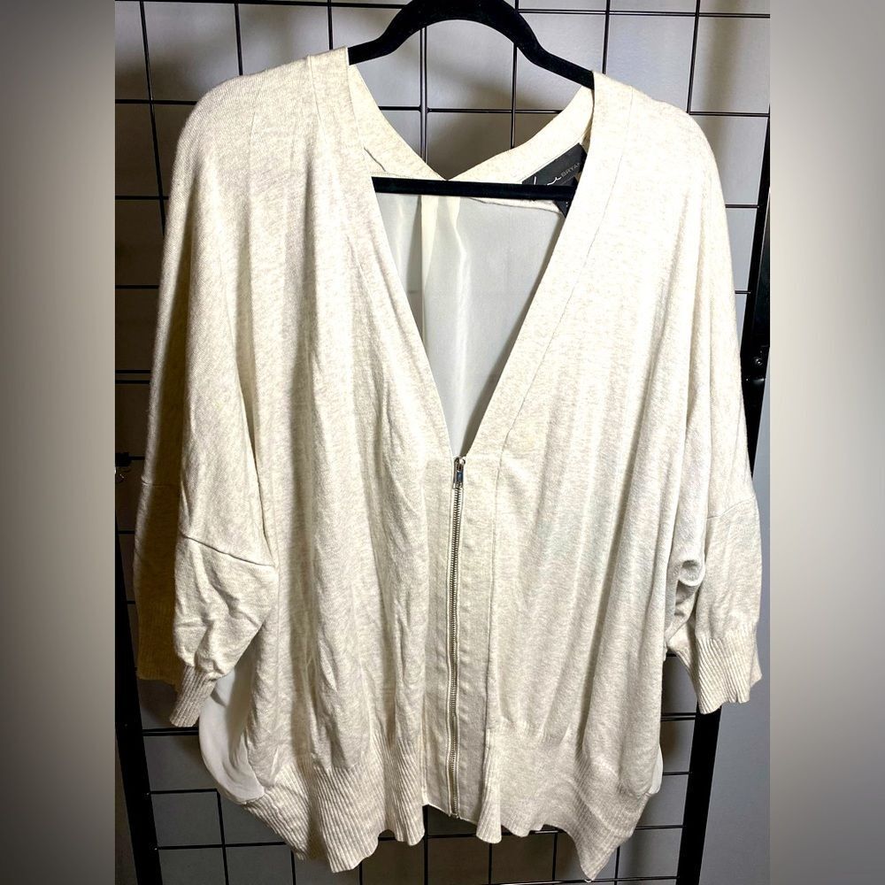 Lane Bryant Plus Size Sheer Back Vneck Cardigan With Zipper EUC